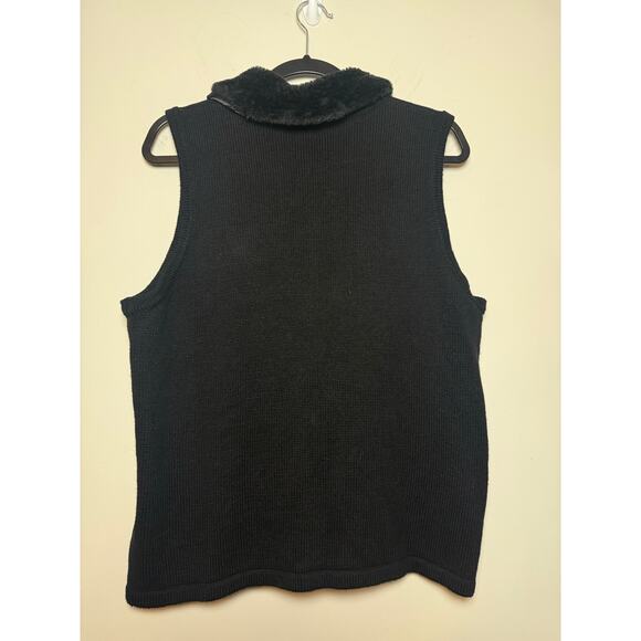 Kim Rogers Christmas Cardinal Button Down Vest with Removable Fur Collar Size PL - Picture 2 of 8